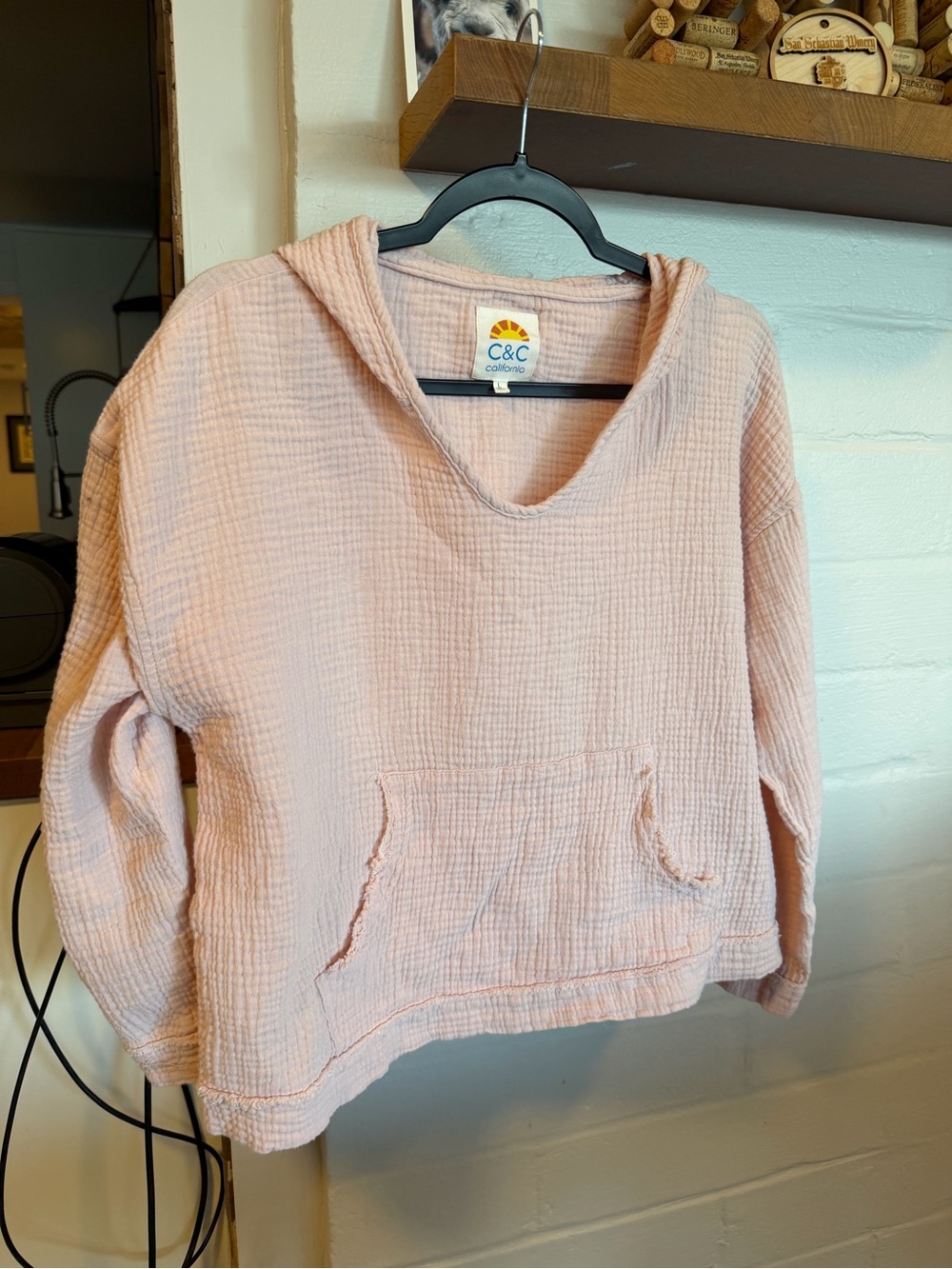 C&C California Pink Gauze Hoodie Sweatshirt